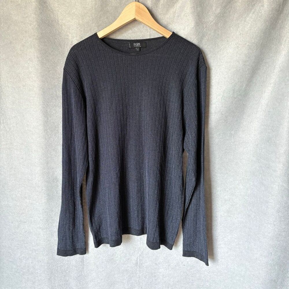 Raffi Linea Uomo Navy Ribbed Men’s Sweater Crewneck Size Large Made in Italy
